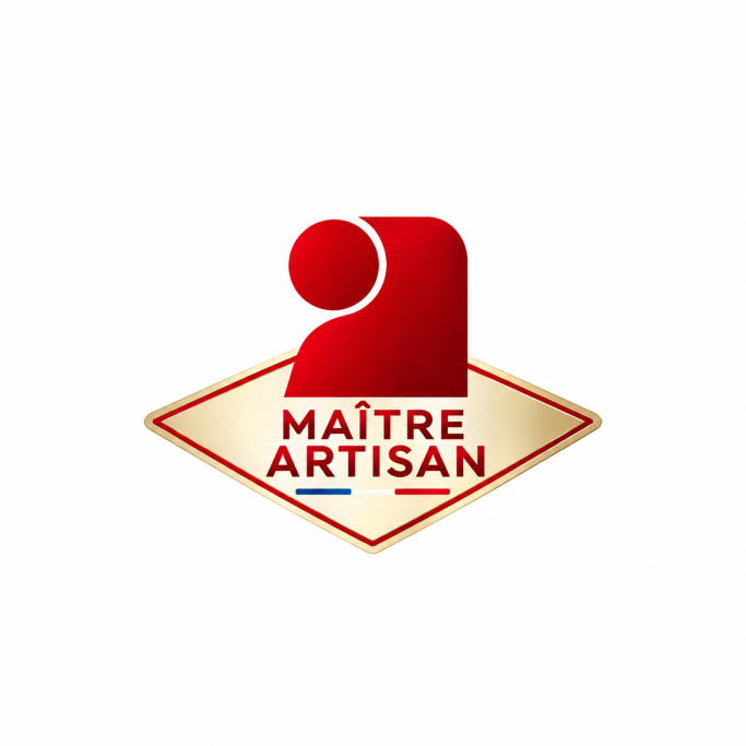 Maître Artisan – RF Toiture Logo Maître Artisan, symbole de savoir-faire et de qualité artisanale.